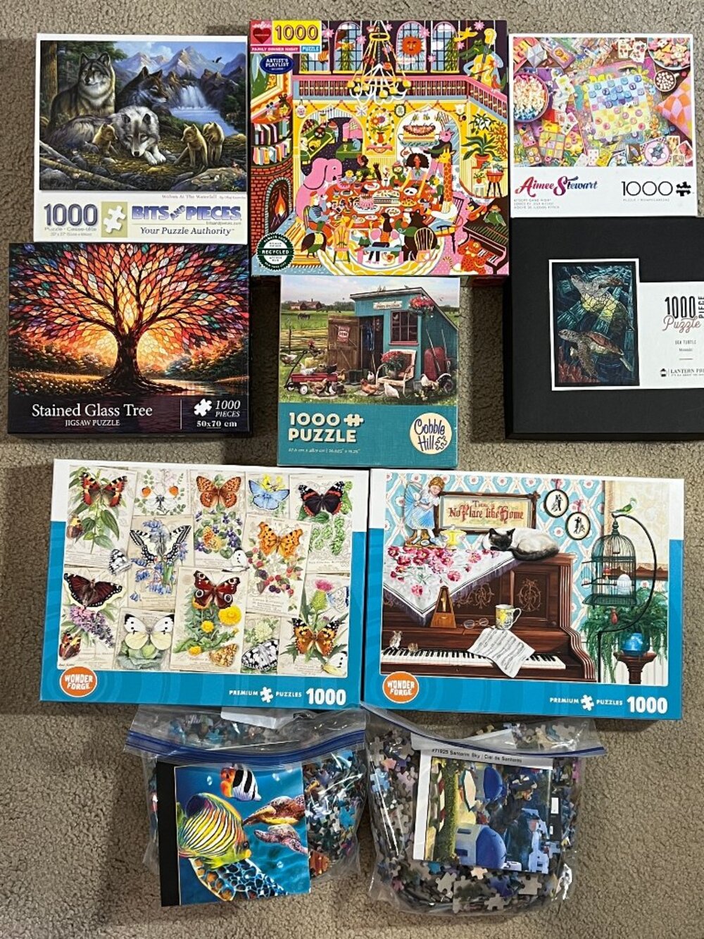 Lot of 10 Jigsaw Puzzles 1000 Piece - Various Brands